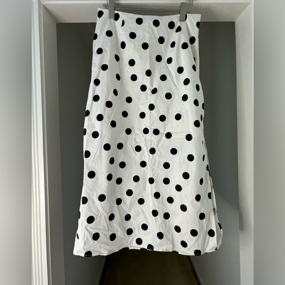 LOFT Black and White Polka Dot Skirt